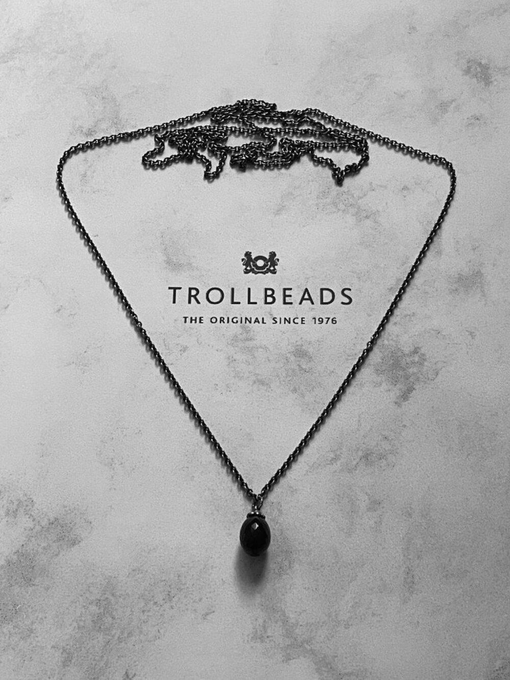 TROLLBEADS 925 Sterling Silver Fantasy Necklace with Black Onyx Pendant 43.3 NEW